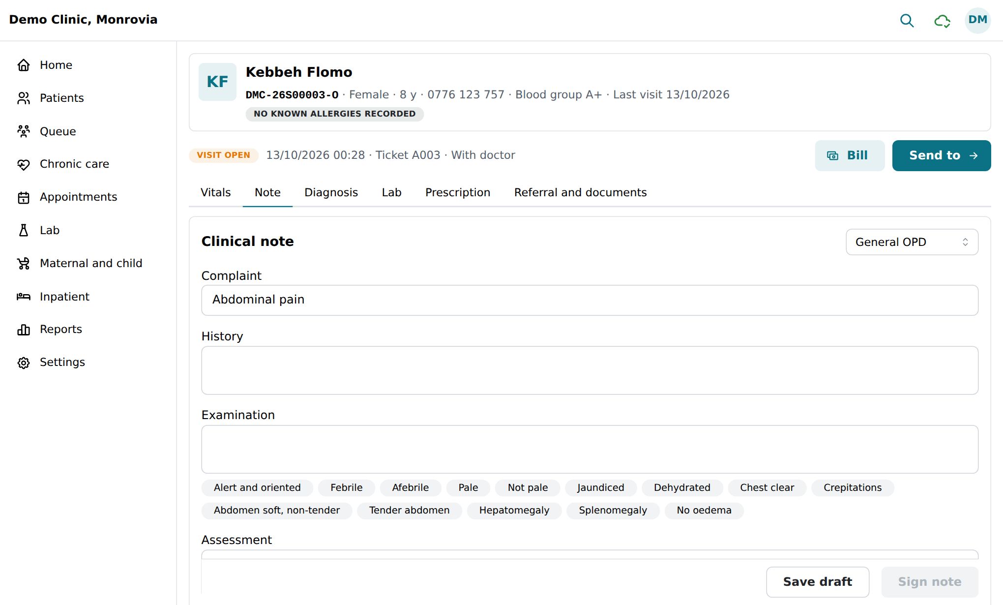 ClinicLR: a doctor's consultation screen